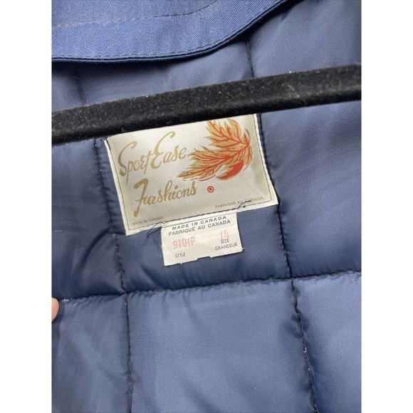 Vintage Sport Ease Fashions Goose Down Trench Coat Maroon Made in Canada Size 14 - Picture 9 of 16